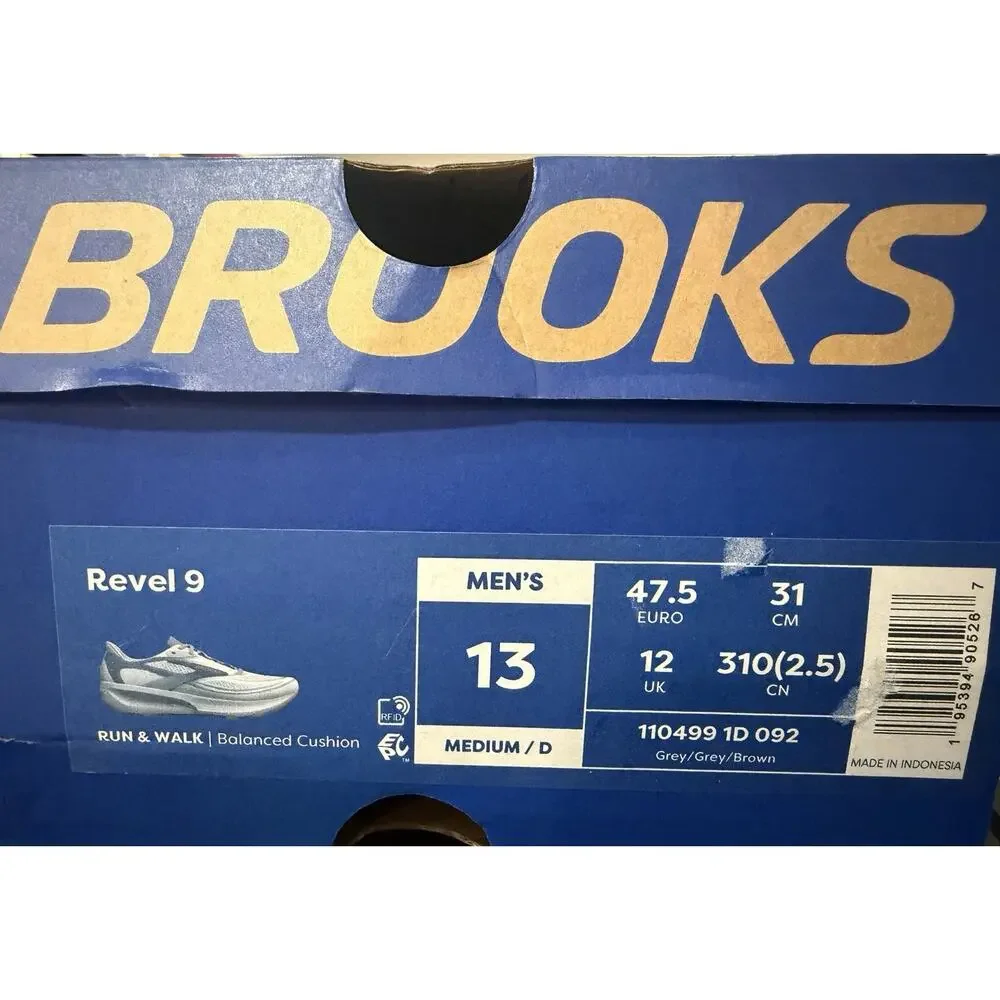 Brooks Revel 9 Men’s Size 13 Grey Running Shoes 110499-1D 092 NIB